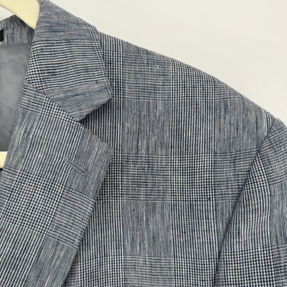 Lauren Ralph Lauren Linen Glen Plaid Blazer 44R Classic Navy Check - Picture 3 of 15